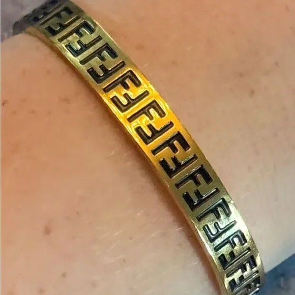 Gold Bracelet with Black Accents, beautiful design style. Perfect gift - Picture 4 of 6